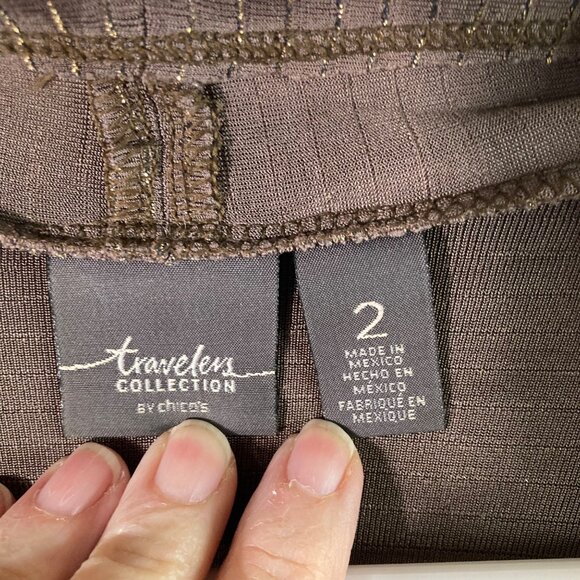 Womens Chicos Travelers Collection Open Cardigan Brown Gold L - Picture 7 of 9